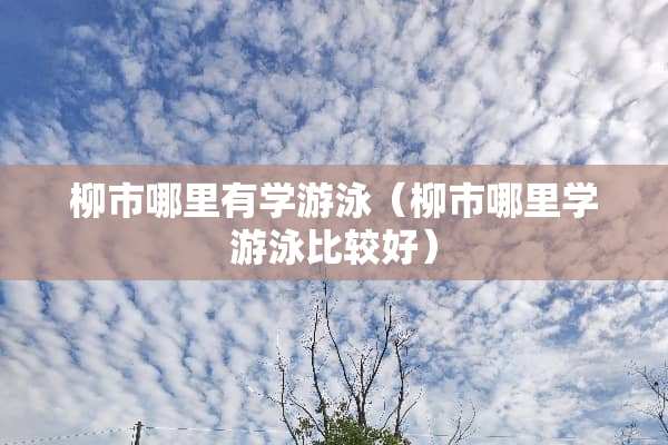 柳市哪里有学游泳（柳市哪里学游泳比较好）