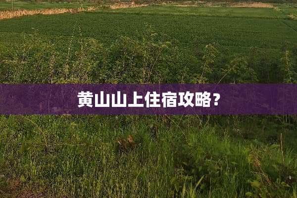 黄山山上住宿攻略？