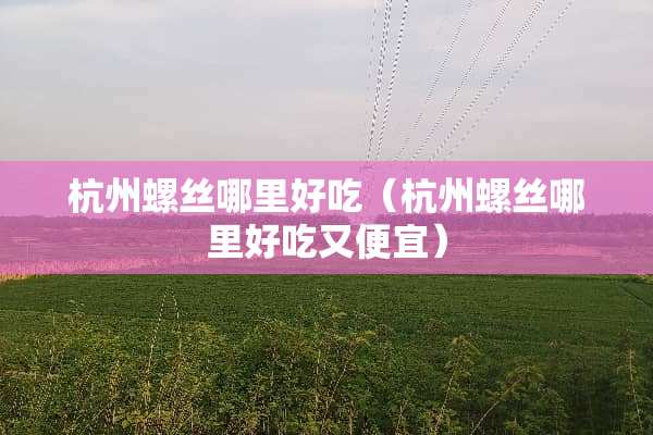 杭州螺丝哪里好吃（杭州螺丝哪里好吃又便宜）