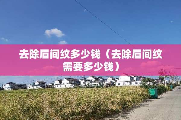 去除眉间纹多少钱（去除眉间纹需要多少钱）