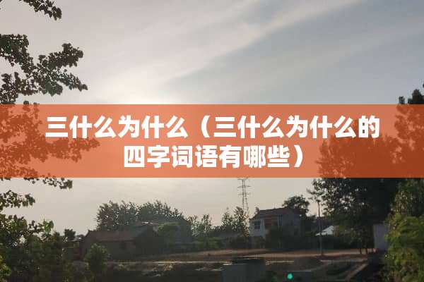 三什么为什么（三什么为什么的四字词语有哪些）
