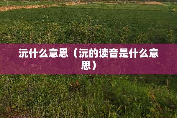 沅什么意思（沅的读音是什么意思）