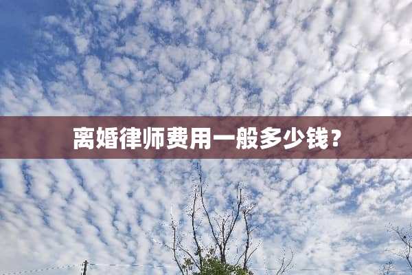 **律师费用一般多少钱？