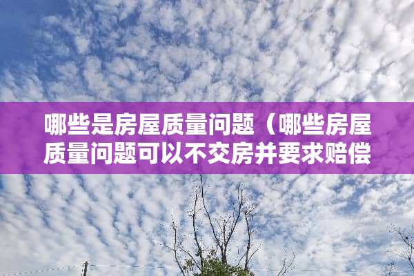 哪些是房屋质量问题（哪些房屋质量问题可以不交房并要求赔偿）