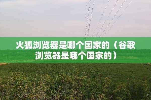 火狐浏览器是哪个国家的（谷歌浏览器是哪个国家的）