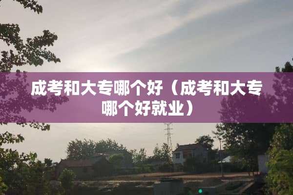 成考和大专哪个好（成考和大专哪个好就业）