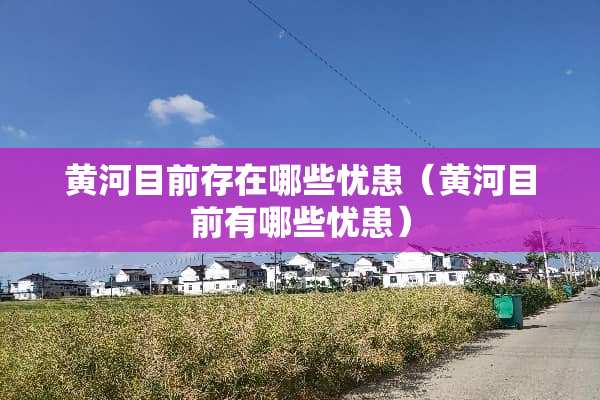 黄河目前存在哪些忧患（黄河目前有哪些忧患）