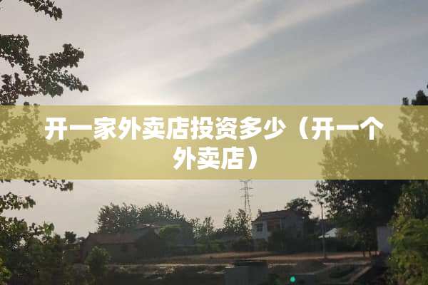 开一家外卖店投资多少（开一个外卖店）