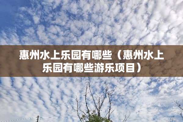 惠州水上乐园有哪些（惠州水上乐园有哪些游乐项目）