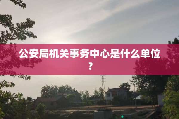 **局机关事务中心是什么单位？