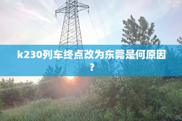 k230列车终点改为东莞是何原因？