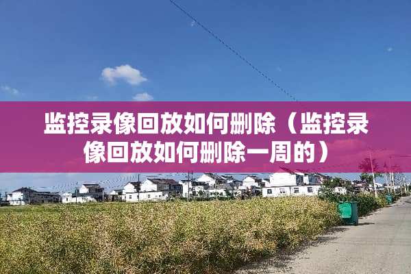 监控录像回放如何删除（监控录像回放如何删除一周的）