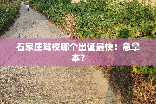 石家庄驾校哪个出证最快！急拿本？
