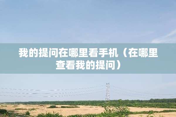 我的提问在哪里看手机（在哪里查看我的提问）