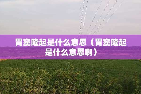 胃窦隆起是什么意思（胃窦隆起是什么意思啊）
