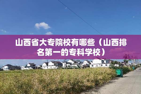 山西省大专院校有哪些（山西排名第一的专科学校）