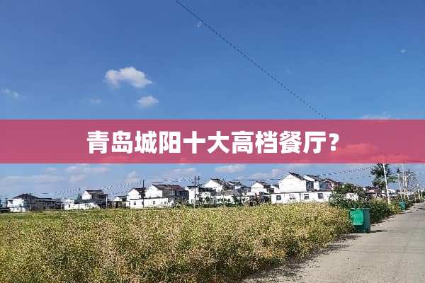 青岛城阳十大高档餐厅？