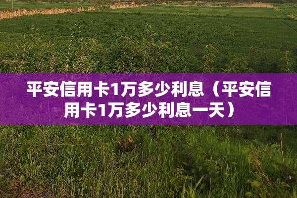 平安***1万多少利息（平安***1万多少利息一天）