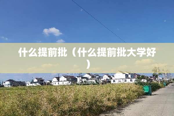 什么提前批（什么提前批大学好）