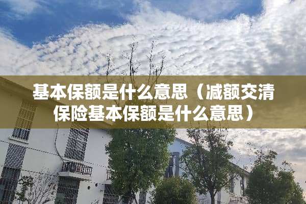 基本保额是什么意思（减额交清保险基本保额是什么意思）