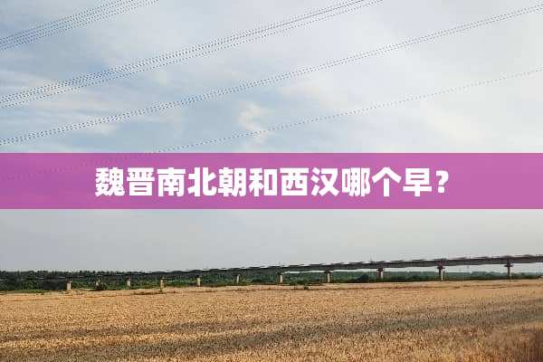 魏晋南北朝和西汉哪个早？