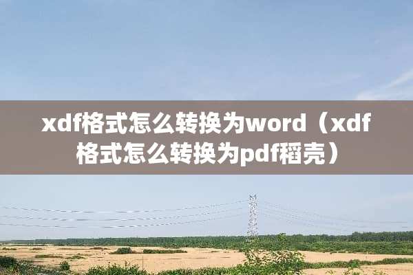 xdf格式怎么转换为word（xdf格式怎么转换为pdf稻壳）