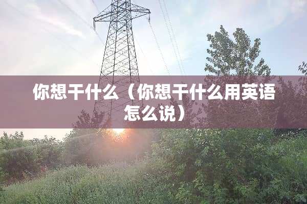 你想干什么（你想干什么用英语怎么说）
