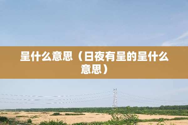 呈什么意思（日夜有呈的呈什么意思）