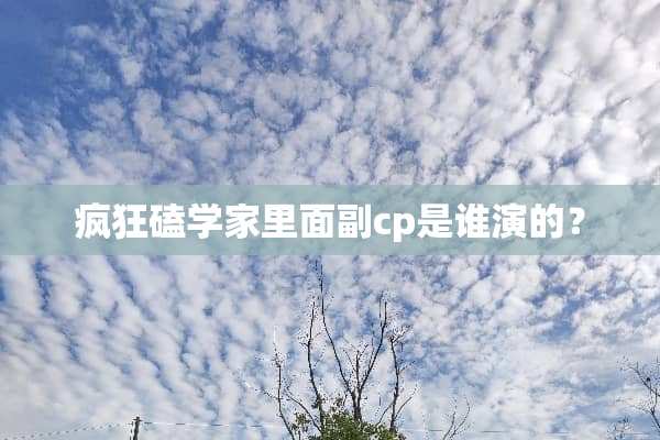 疯狂磕学家里面副cp是谁演的？
