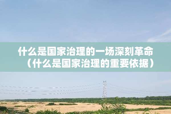 什么是国家治理的一场深刻**（什么是国家治理的重要依据）