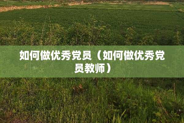 如何做优秀*员（如何做优秀*员教师）