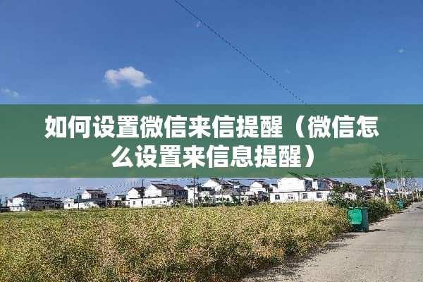 如何设置微信来信提醒（微信怎么设置来信息提醒）