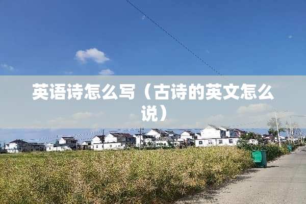 英语诗怎么写（古诗的英文怎么说）