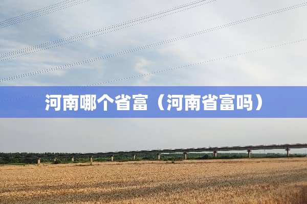 河南哪个省富（河南省富吗）