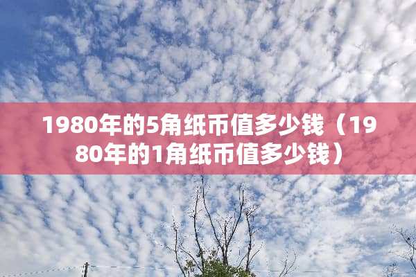 1980年的5角纸币值多少钱（1980年的1角纸币值多少钱）
