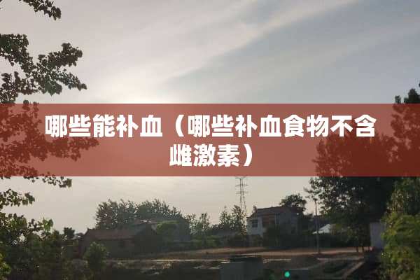 哪些能补血（哪些补血食物不含雌激素）