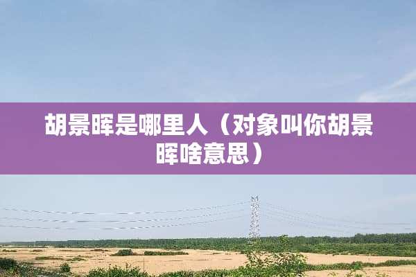 胡景晖是哪里人（对象叫你胡景晖啥意思）