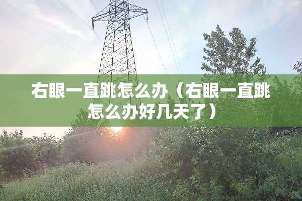 右眼一直跳怎么办（右眼一直跳怎么办好几天了）