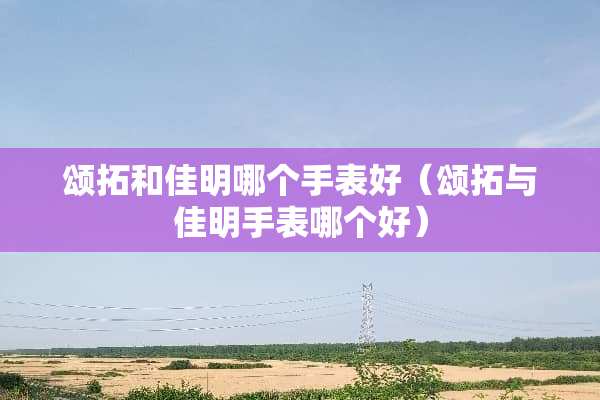 颂拓和佳明哪个手表好（颂拓与佳明手表哪个好）