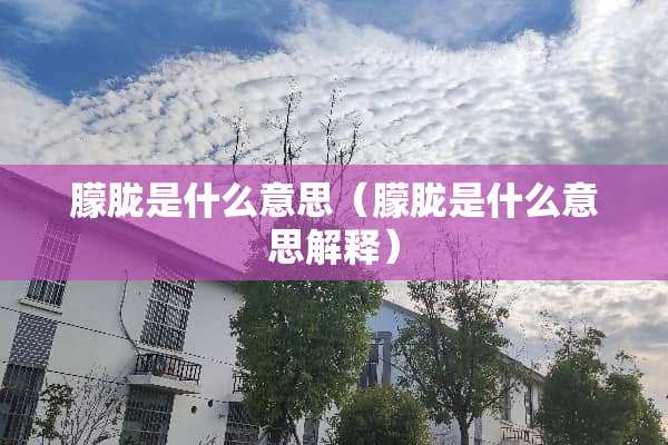 朦胧是什么意思（朦胧是什么意思解释）