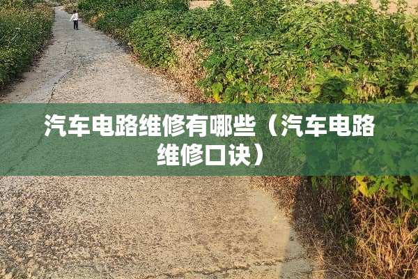 汽车电路维修有哪些（汽车电路维修口诀）