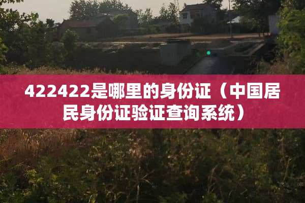 422422是哪里的***（中国居民***验证查询系统）