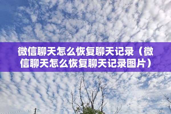 微信聊天怎么恢复聊天记录（微信聊天怎么恢复聊天记录图片）