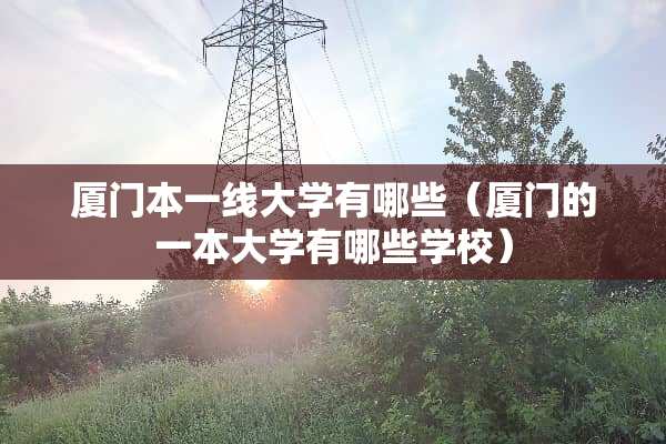 厦门本一线大学有哪些（厦门的一本大学有哪些学校）