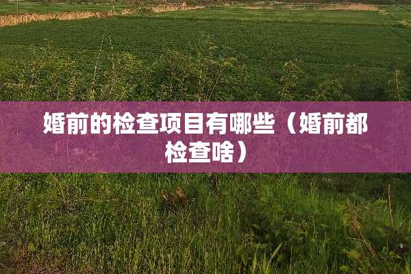 婚前的检查项目有哪些（婚前都检查啥）