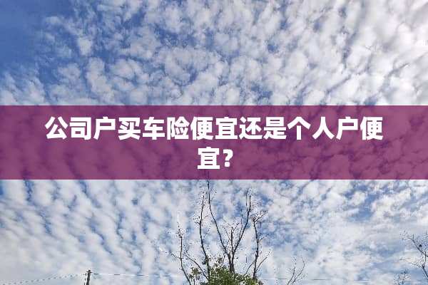 公司户买车险便宜还是个人户便宜？