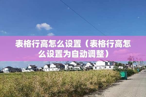 表格行高怎么设置（表格行高怎么设置为自动调整）