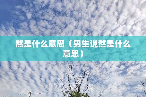 熬是什么意思（男生说熬是什么意思）