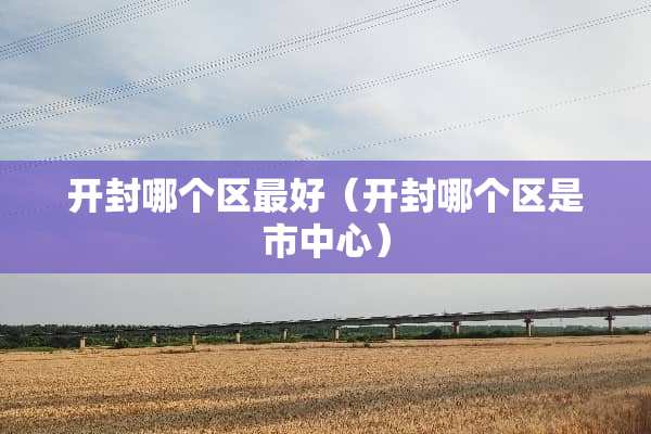 开封哪个区最好（开封哪个区是市中心）