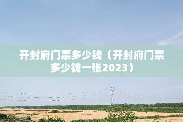 开封府门票多少钱（开封府门票多少钱一张2023）
